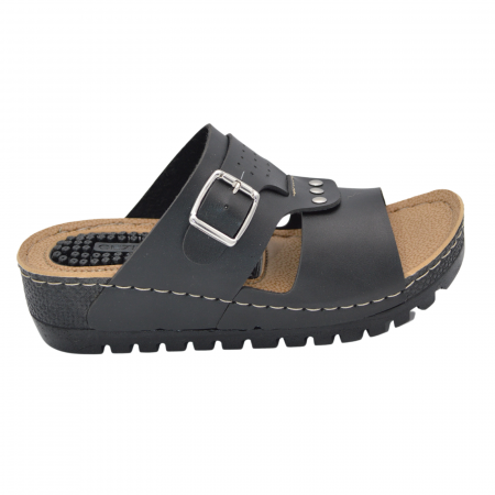 Șlapi ,papuci, saboți damă - Papuci damă, Gezer, talonetă masaj, Negru