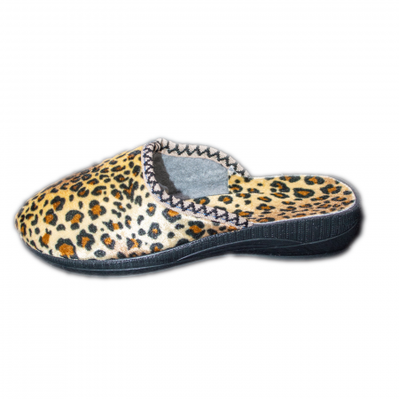 Papuci de casă damă - Papuci damă imprimeu leopard BIO FATEX