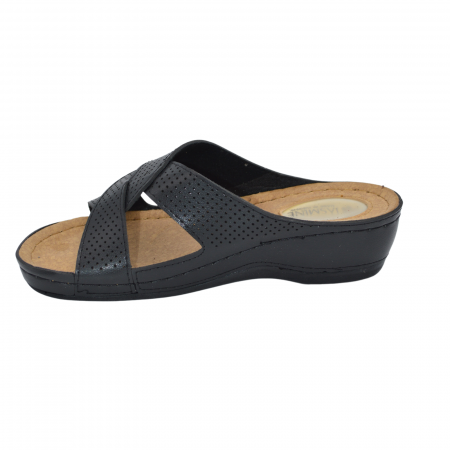 Papuci dama, Jasmine,  Material Perforat, Negru, Talpa Medie [1]