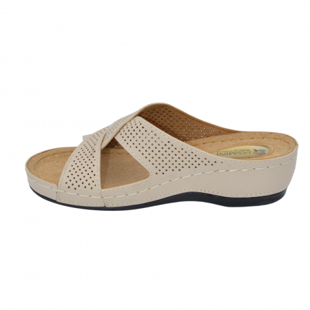 Papuci dama, JAsmine, Perforat, Bej, Talpa Medie [1]