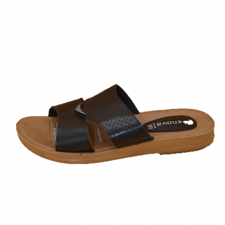 Șlapi ,papuci, saboți damă - Papuci damă, Piele ecologică, ENOVA, Negru
