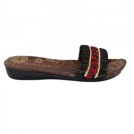 Șlapi ,papuci, saboți damă - Papuci dama, Talpa joasa, Negru si rosu,  ta1622