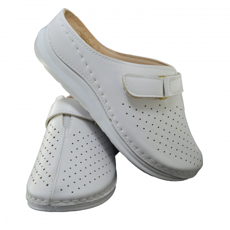 Saboți medicali damă, piele ecologică, MARYSHOES, Alb [3]