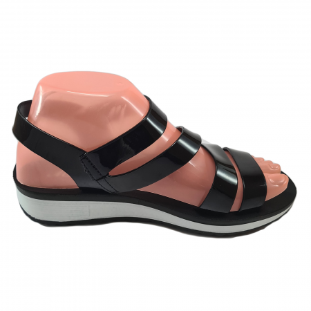 Sandale damă, piele ecologică lăcuită, Negru, COD c874 [1]