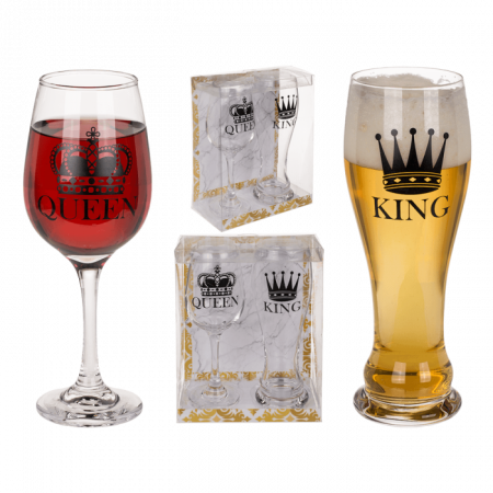 Cadouri pentru cuplu - Set pahare King & Queen