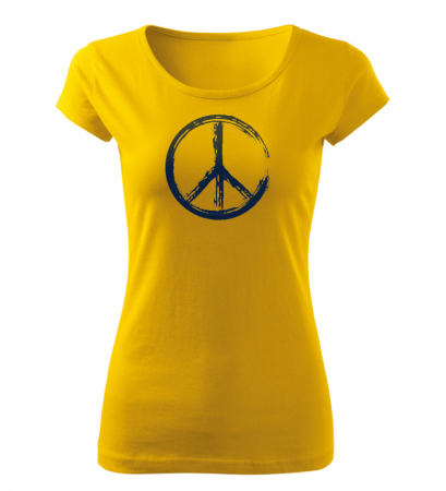 Tricouri dama - Tricou de dama Flower Power Grunge - galben