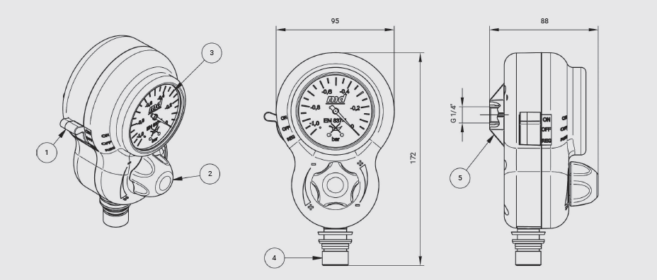 Aspirator Vacuum 0-1000 mbar cuplă DIN | Profesional [2]