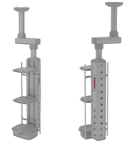 Console tavan sali operatie - Consola verticala gaze medicale suspendata cu prindere in tavan - 1 post