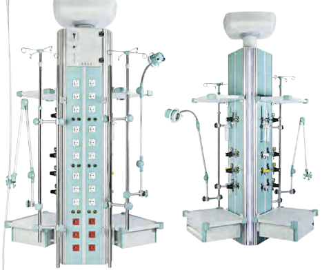 Console tavan sali operatie - Consola verticala gaze medicale tip "Toblerone" cu prindere in tavan  ATI