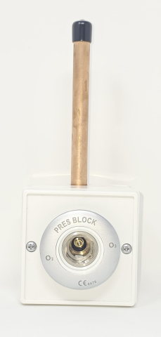 Prize gaze medicinale - Priză gaze medicale oxigen cu racord țeavă Ø 12 mm PresBlock