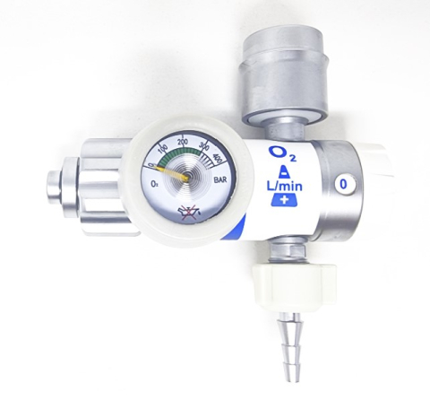 Reductor Presiune Oxigen cu Selector de Debit, Ieșire 9/16 și Cuplă Rapidă DIN pentru Butelie Oxigen Medical [1]