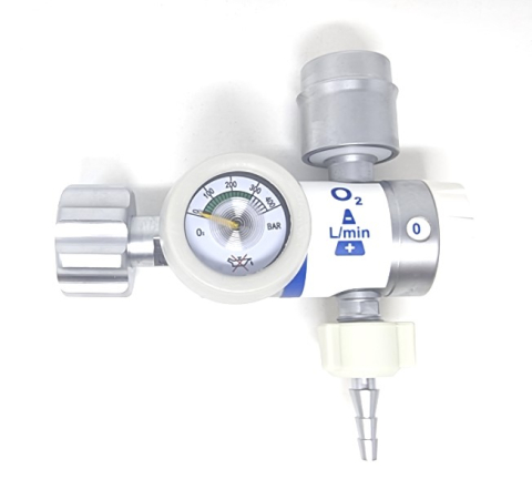 Debitmetre - Reductor Presiune Oxigen cu Selector de Debit, Ieșire 9/16 și Cuplă Rapidă DIN pentru Butelie Oxigen Medical