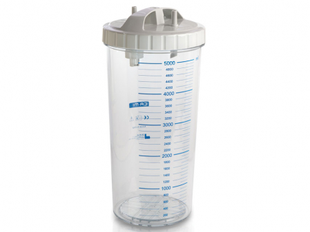Vas aspiratie secretii / Borcan colector 5 Litri / 5000 ml pentru aspirator chirurgical - autoclavabil 134°C - capac si accesorii incluse