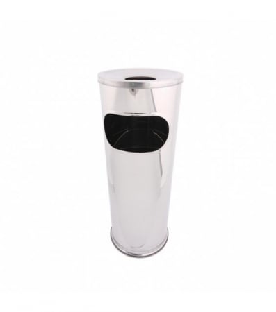 Produse curatenie - Cos cu scrumiera, inox, diametru 14,5 cm, inaltime 56 cm, argintiu