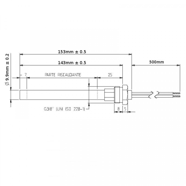 Rezistenta 143/153 filet 3/8   Ø9,9mm 250w  HT62653 [2]