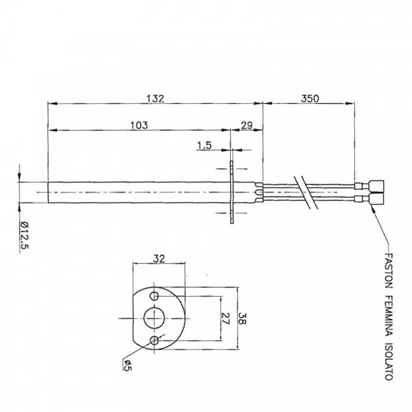 Rezistenta cu flansa 12,5mm 132mm, 400wati [2]