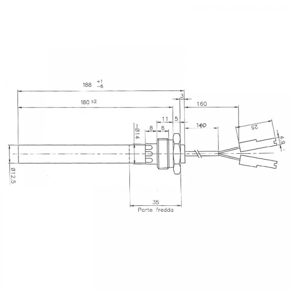 Rezistenta 180/188mm cu filet 1/2 Ø12,5mm  350w [2]