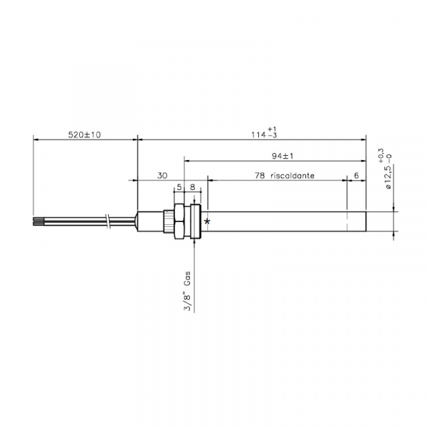 Rezistenta  94/114mm  cu filet 3/8 Ø12,5mm  250w HT62734 [2]