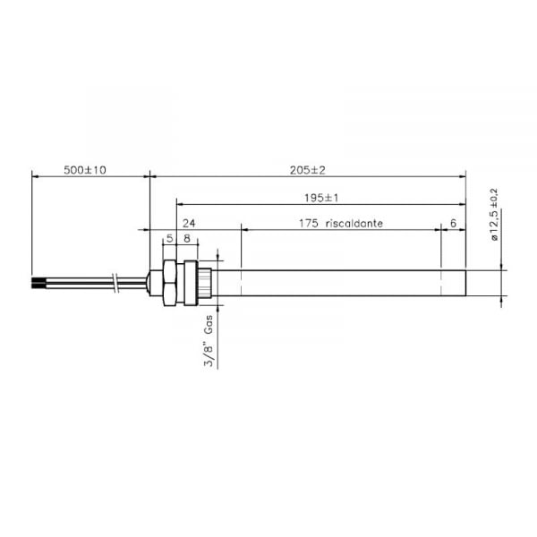 Rezistenta aprindere cu filet 3/8 12,5mm 205mm 400w (HT53640) [2]