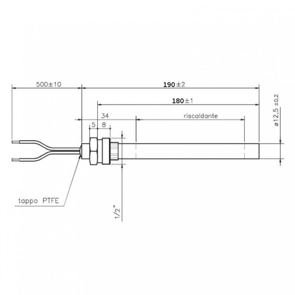 Rezistenta cu filet 1/2 12,5mm 190mm 450w [2]
