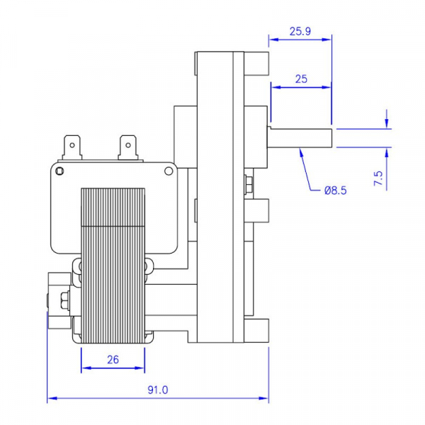 Motor reductor snek, centrale peleti, 2 rpm, ax 8,5mm FB1187 [3]