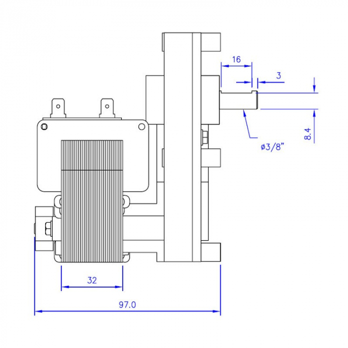 Motor reductor snek, centrale peleti,3 rpm, ax 9,5mm FB1218 [2]
