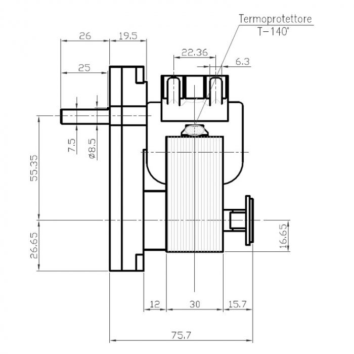 Motoreductor sneck, 2,5 RPM ax 8,5mm  K9115101 [2]