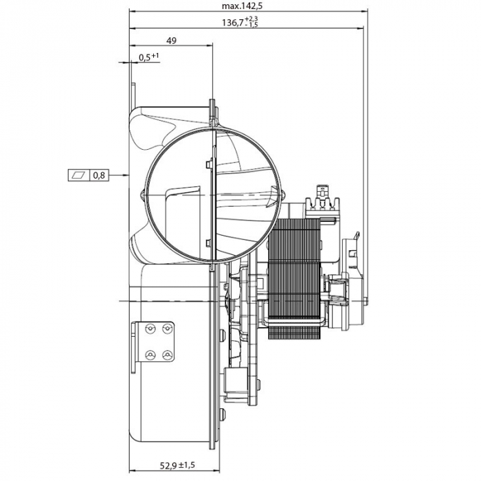 Extractor de fum pentru sobe de peleți. G2E152 / 0020-3030LH-609 [2]