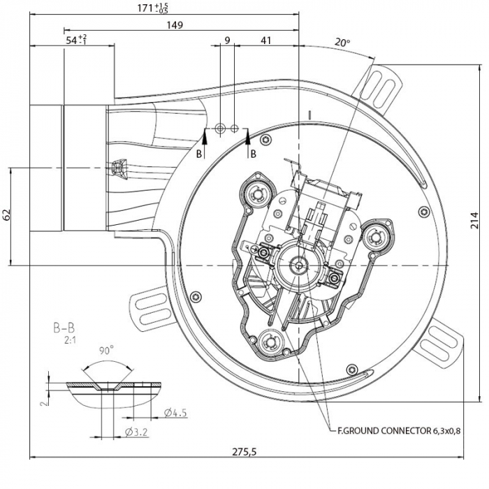 Extractor de fum pentru sobe de peleți. G2E152 / 0020-3030LH-609 [3]