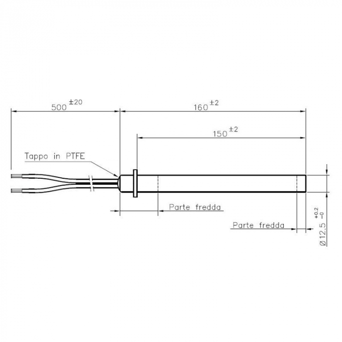 Rezistenta 150/160 mm  cu flanșă Ø12,5mm, 350 wații HT62705 [2]