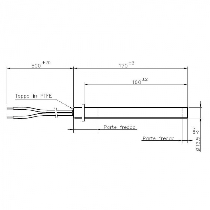 Rezistență 160/170mm  cu flanșa  Ø 12,5mm, 350W HT62706 [2]