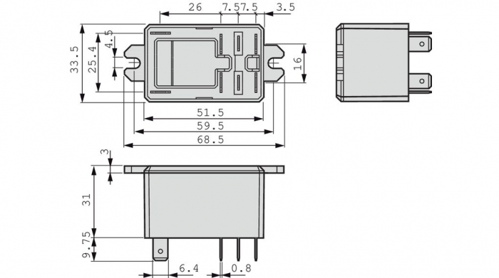Releu fişabil 230 V/AC 30 A Finder 66.82.8.230.0300 [2]