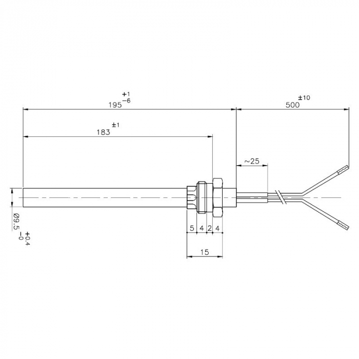 Rezistenta 183/195 mm 9,5 mm 330 wati  filet GAZ de 3/8" [2]