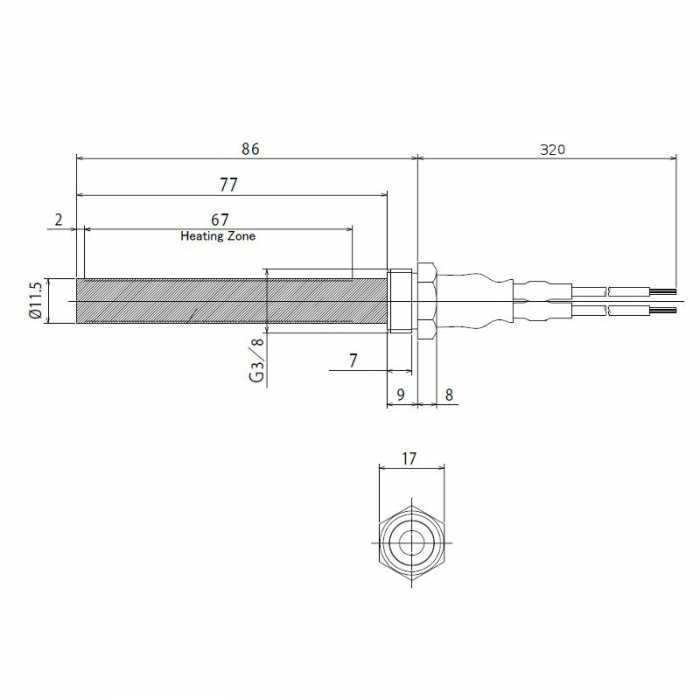Rezistenta ceramica   cu filet  3/8" 300 Watii [2]