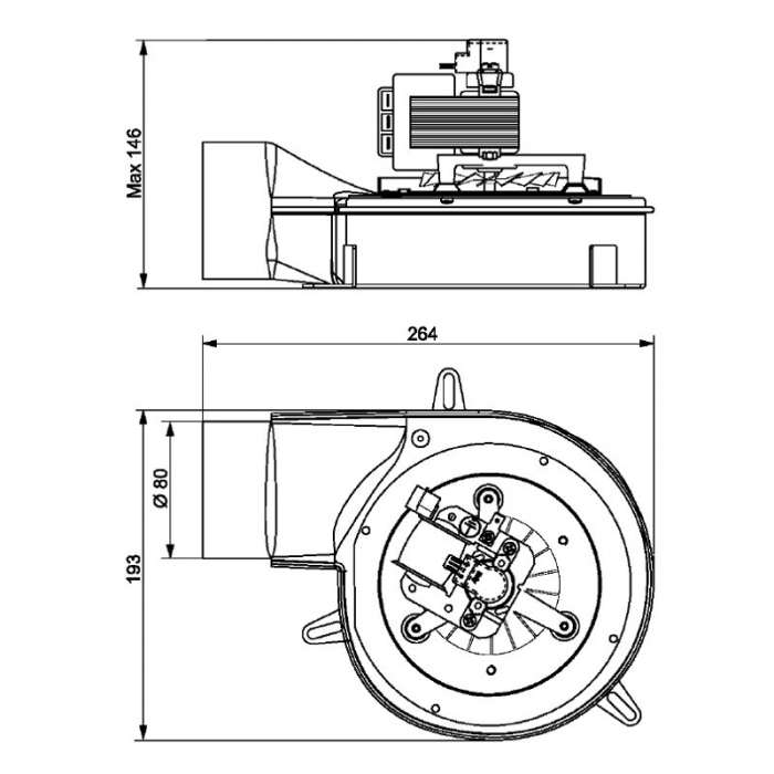 Ventilator de fum si gaze pentru centrale pe peleti Fandis EF02-23G0-A3-103 [2]