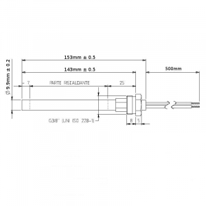 Rezistenta cu filet 3/8, 9,9mm 153mm 250w [1]