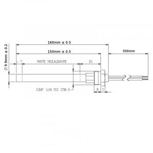Rezistenta 150/160mm   filet 3/8   Ø 9,9mm 280w HT62655 [1]