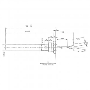 Rezistenta 180/188mm cu filet 1/2 Ø12,5mm  350w [1]