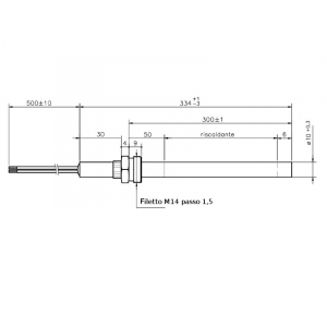 Rezistenta cu filet M14 10mm 334mm  250w [1]