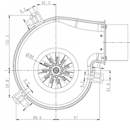 Extractor ventilator de fum pentru sobele cu peleți. PL21 CE0260 [1]