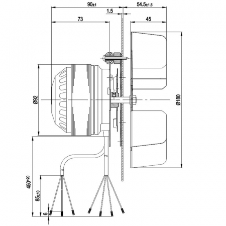 Extractor de fum pentru sobe de peleți EBM R2E180 [1]