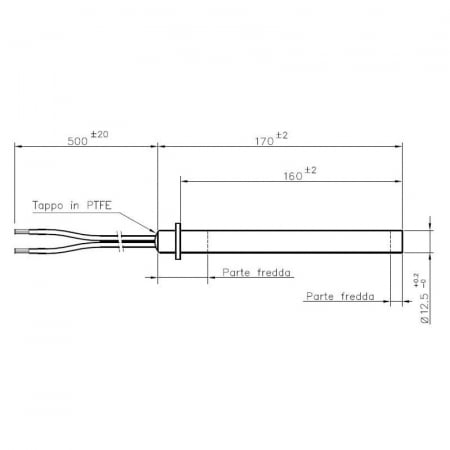 Rezistență 160/170mm  cu flanșa  Ø 12,5mm, 350W HT62706 [1]