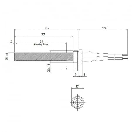 Rezistenta ceramica   cu filet  3/8" 300 Watii [1]