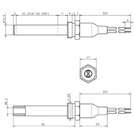 Rezistenta ceramica cu filet  GAZ 3/8" 250 wati [1]