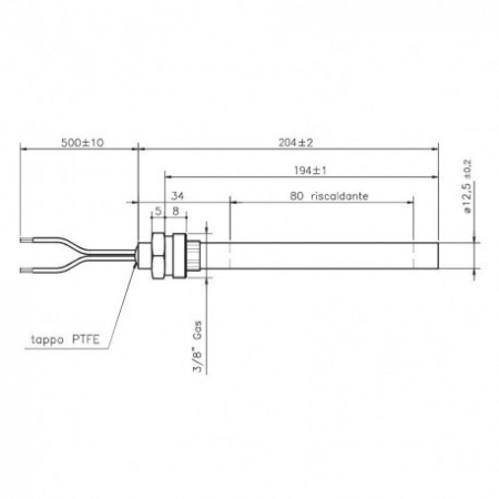 Rezistenta cu filet 3/8 12,5mm 194/204 mm 350w HT62682 [1]