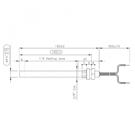 Rezistenta cu filet 3/8 9,5 mm 140/150 mm 350W HT73303 [1]