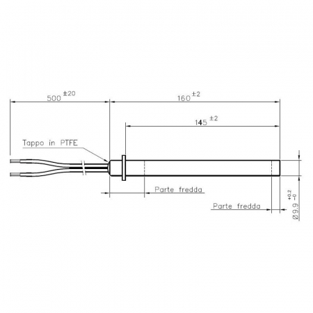 Rezistenta145/160 mm  cu flanșă Ø9.9mm 250 wații HT62704 [1]