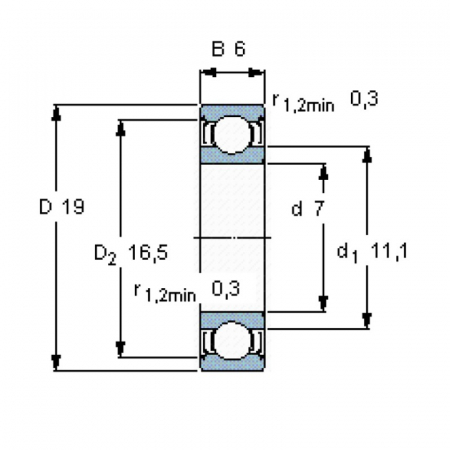 Rulment canelat cu bile 607-2Z Ecranat [1]