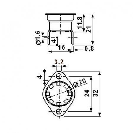 Termostat bimetalic cu flansa  45 °C [1]