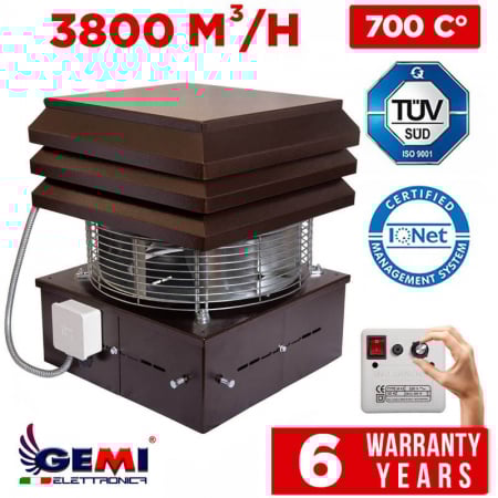 Ventilatoare Fum - Ventilator șemineu, cos de fum patrat 3800 m³/h 700°C